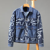 G066 Korean Style Trendy Men's Youth Heavy Craft Wash Denim Stitching Baggy Coat Jacket